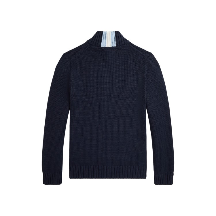 RALPH LAUREN Maglia in cotone navy full-zip bambino