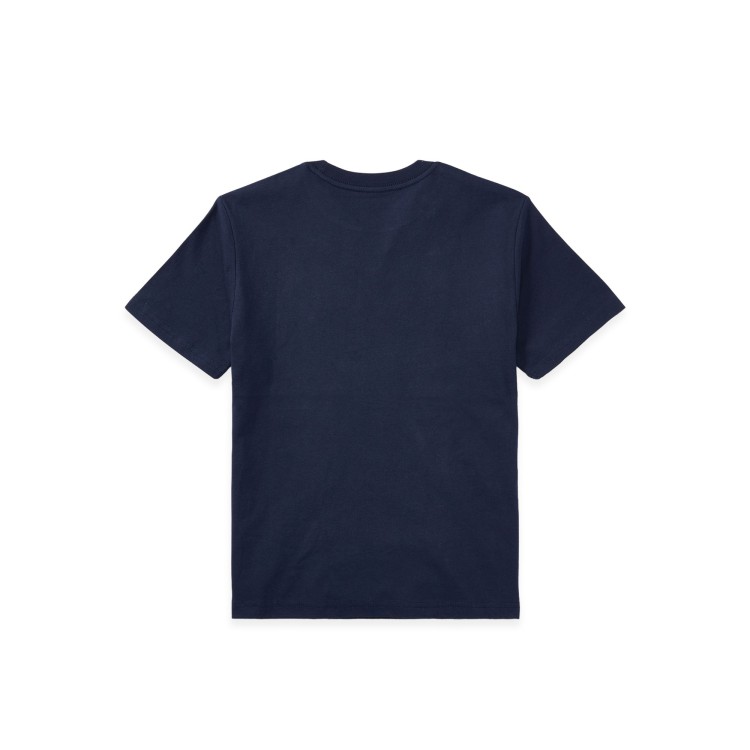 RALPH LAUREN T-shirt navy con logo rosso bambini