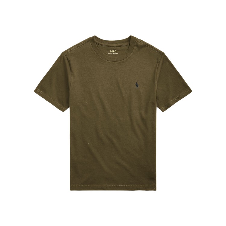 RALPH LAUREN T-shirt khaki con logo nero bambini
