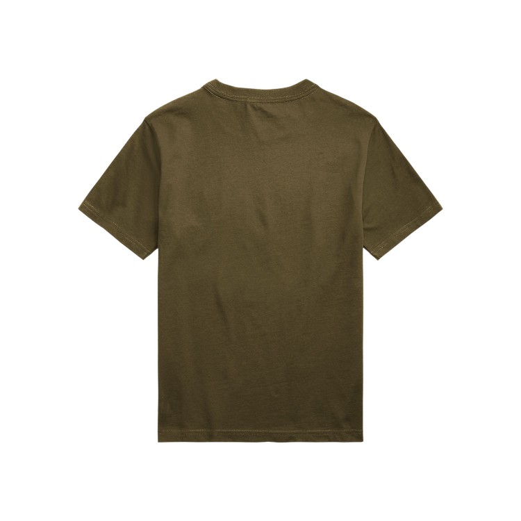 RALPH LAUREN T-shirt khaki con logo nero bambini