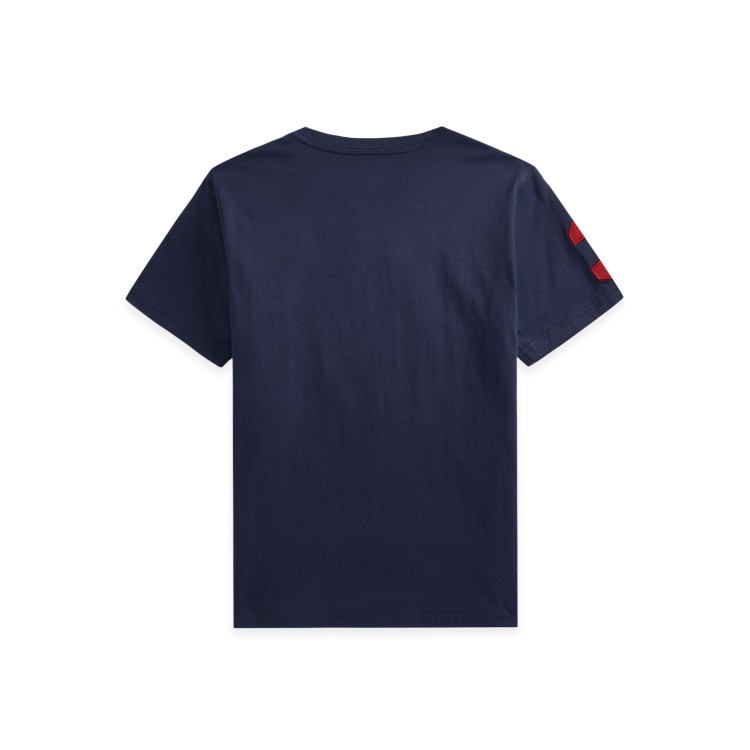 RALPH LAUREN T-shirt navy con Big Pony rosso bambini