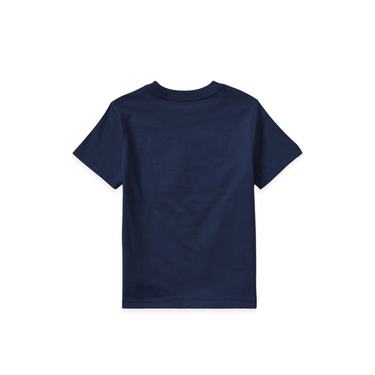RALPH LAUREN T-shirt navy con bandiera applicata bambini