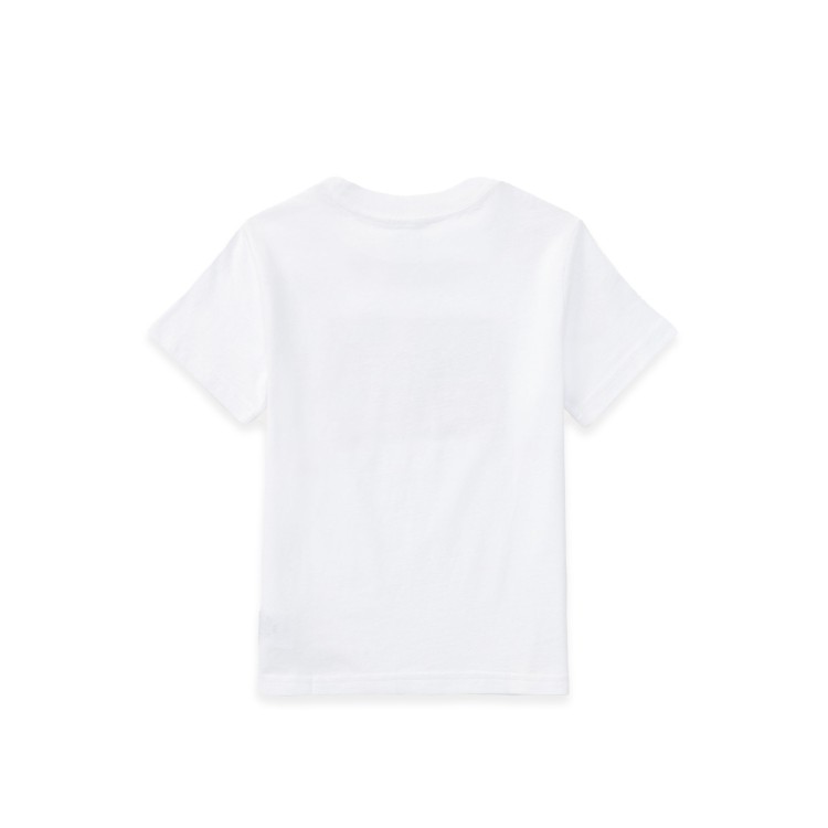 RALPH LAUREN T-shirt bianca con bandiera applicata bambini