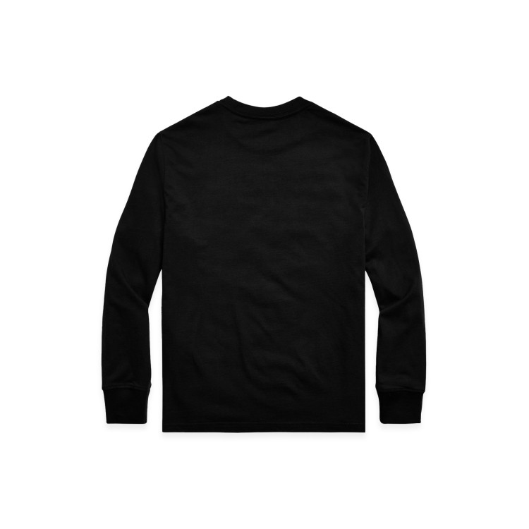 RALPH LAUREN T-shirt a maniche lunghe nera con logo rosso bambini