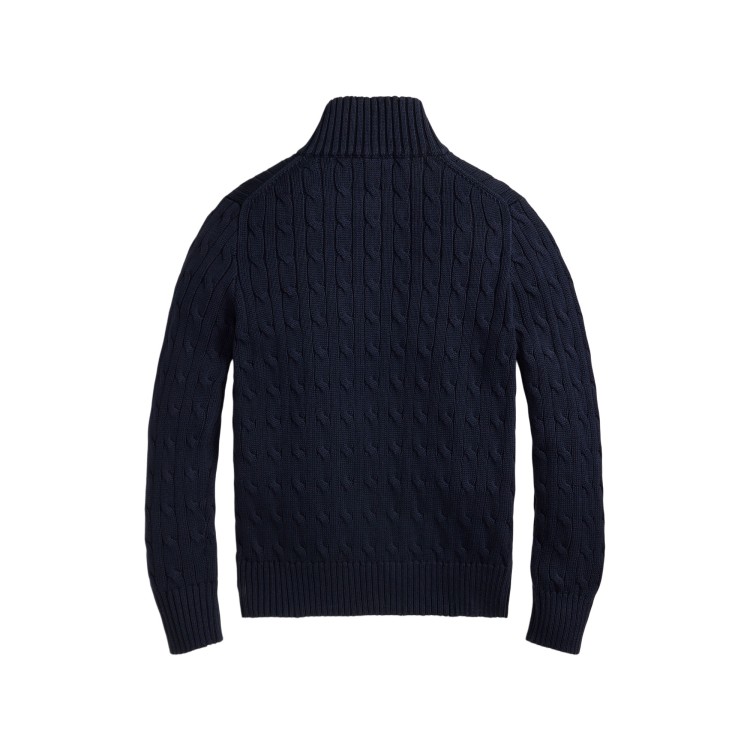 RALPH LAUREN Maglia in cotone navy mezza zip bambino