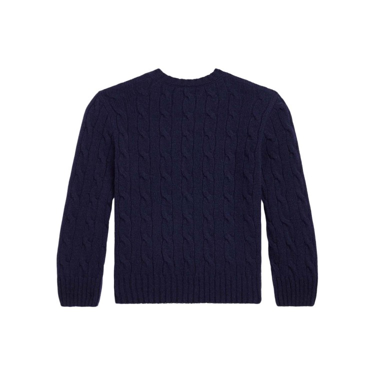 RALPH LAUREN Maglia navy lana e cashmere a trecce bambini