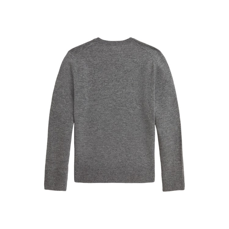 RALPH LAUREN Maglia grigia in lana con logo bambini