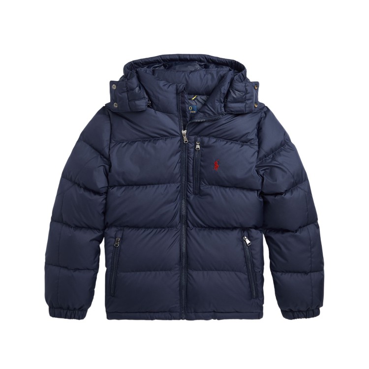 RALPH LAUREN Giubbotto blu navy logo rosso bambini