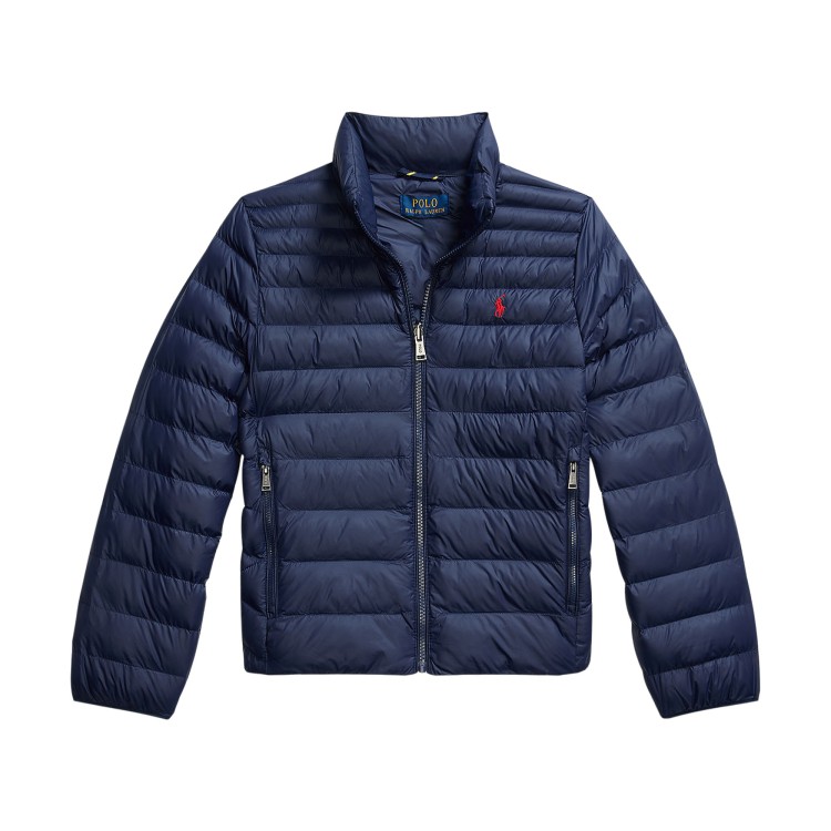 RALPH LAUREN Giubbotto blu navy logo rosso bambini
