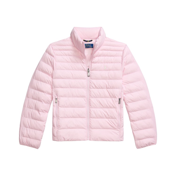 RALPH LAUREN Giubbotto rosa logo bianco bambina