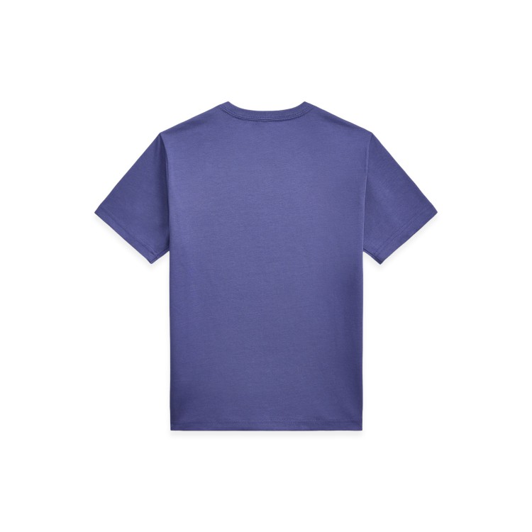 RALPH LAUREN T-shirt azzurra con stampa logo bambini
