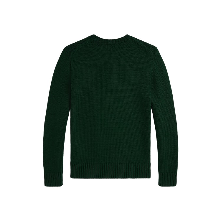 RALPH LAUREN Maglia verde con orsetto intarsiato bambini