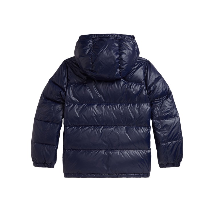 RALPH LAUREN Giubbotto navy lucido logo verde bambino