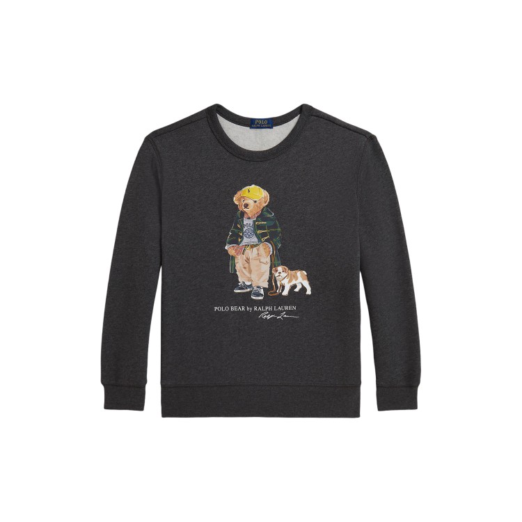 RALPH LAUREN Felpa grigia girocollo Polo Bear bambini