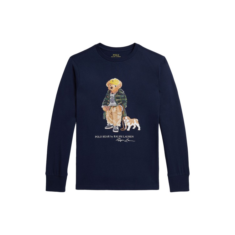 RALPH LAUREN T-shirt navy Polo Bear bambini