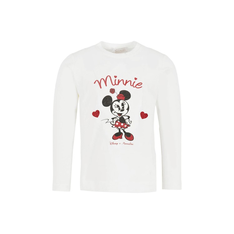 MONNALISA T-shirt bianca a manica lunga Minnie bambina