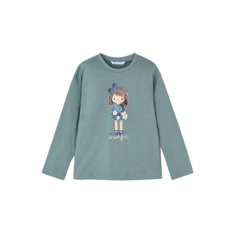 MAYORAL T-shirt salvia a maniche lunghe bambina