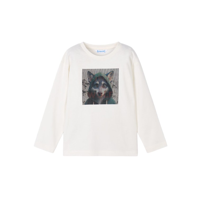 MAYORAL T-shirt panna a maniche lunghe lenticolare bambino