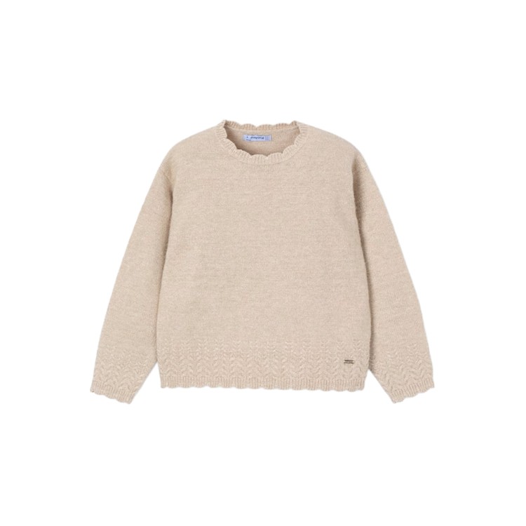 MAYORAL Maglione crema lavorato bambina