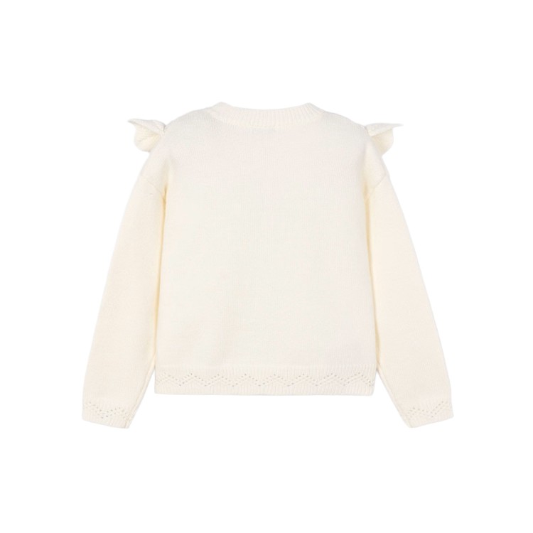 MAYORAL Maglione crema tricot volant bambina