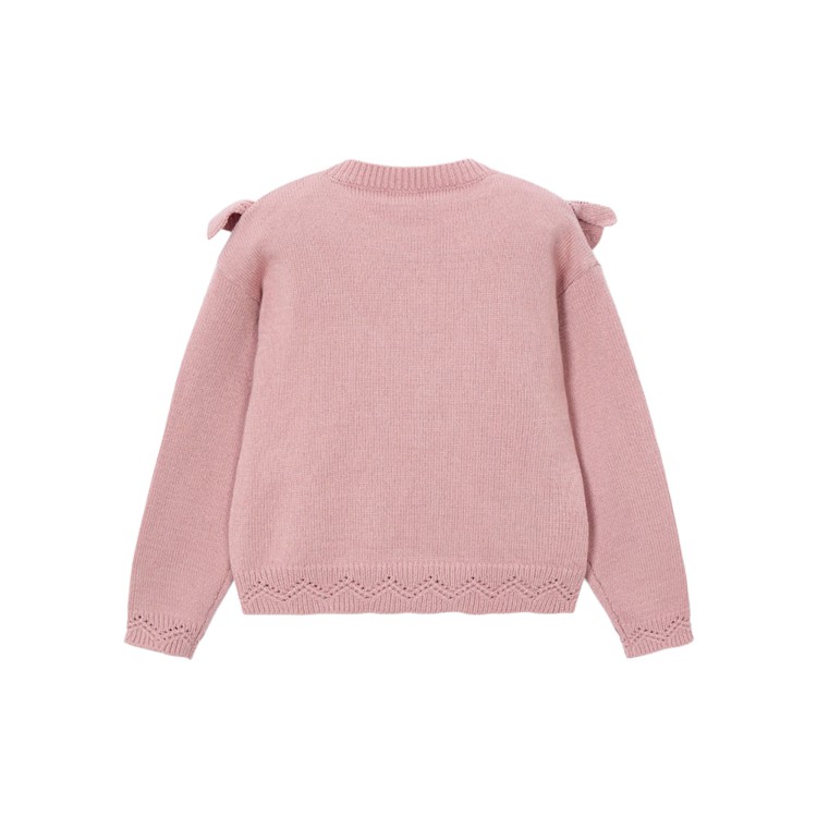 MAYORAL Maglione rosa tricot volant bambina