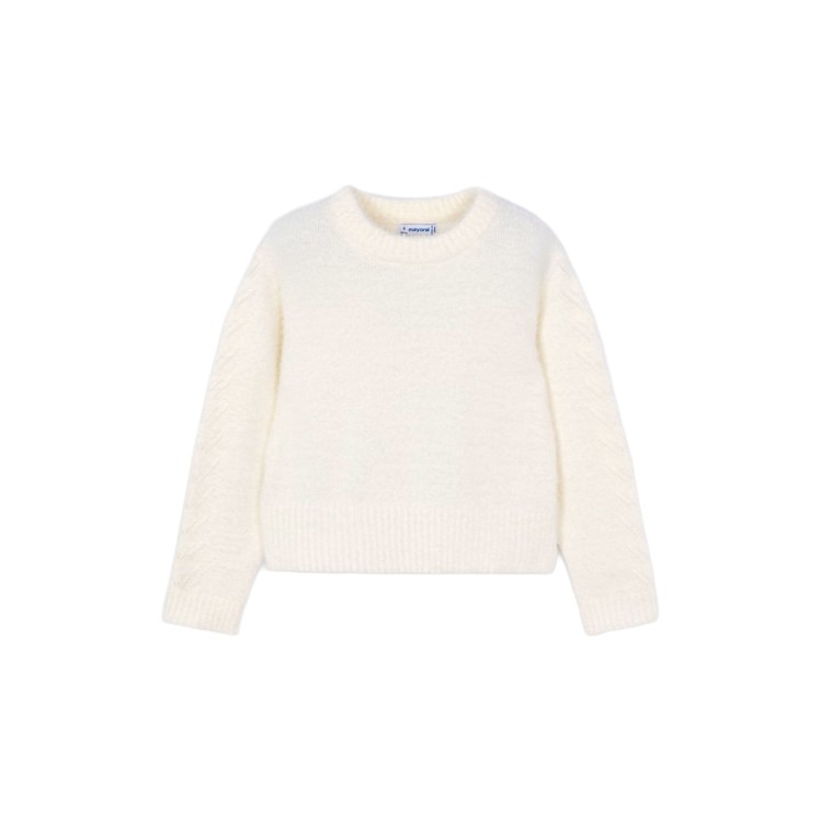 MAYORAL Maglione panna pellicciotto bambina