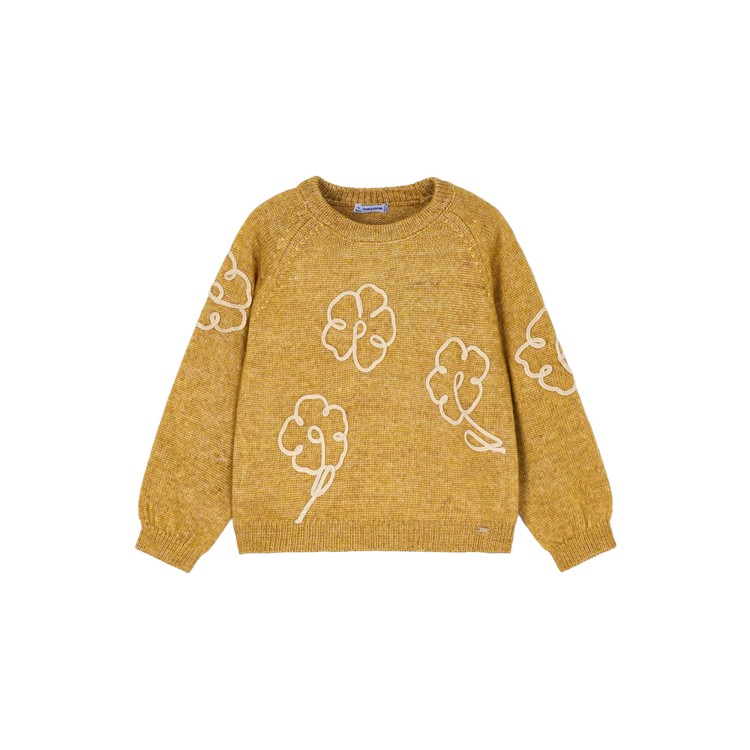 MAYORAL Maglione senape con fiori bambina