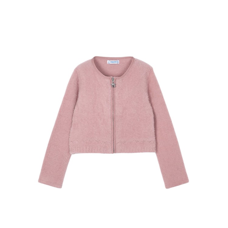 MAYORAL Cardigan rosa in maglia pellicciotto bambina