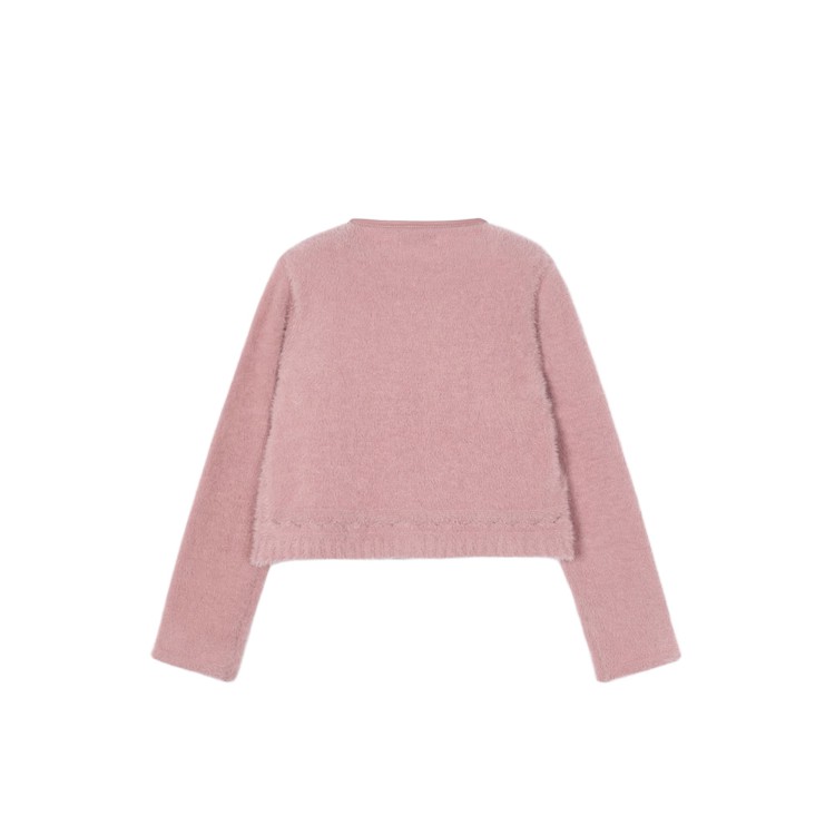 MAYORAL Cardigan rosa in maglia pellicciotto bambina