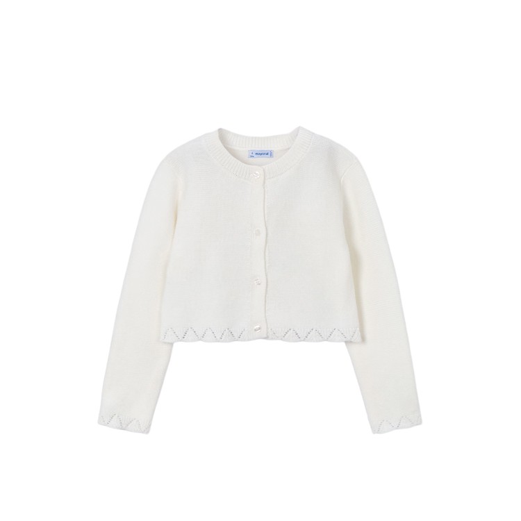 MAYORAL Cardigan bianco tricot bambina