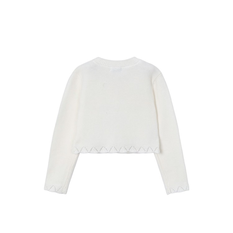 MAYORAL Cardigan bianco tricot bambina