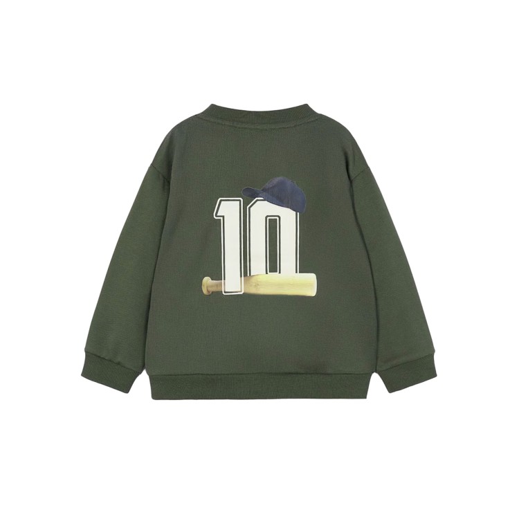 MAYORAL Felpa oliva girocollo con stampa bambino