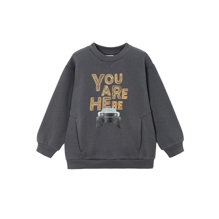 MAYORAL Felpa antracite girocollo con stampa bambino