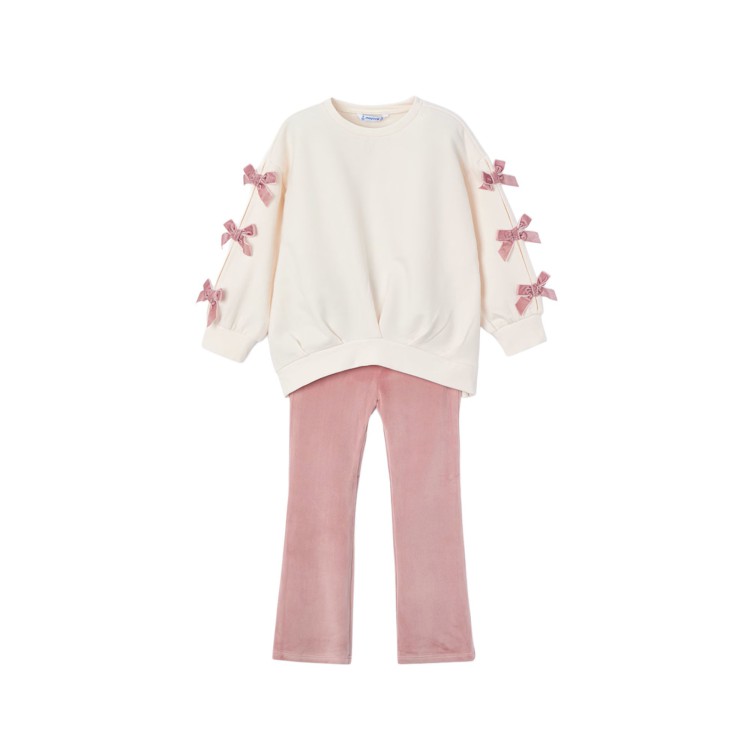 MAYORAL Completo 2 pezzi rosa e panna bambina