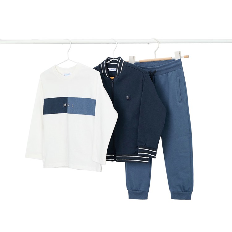 MAYORAL Completo 3 pezzi blu con bomber bambino