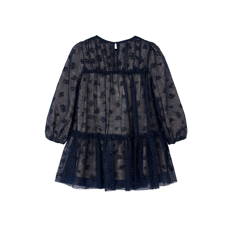 MAYORAL Abito blu navy in tulle a balze fiori bambina