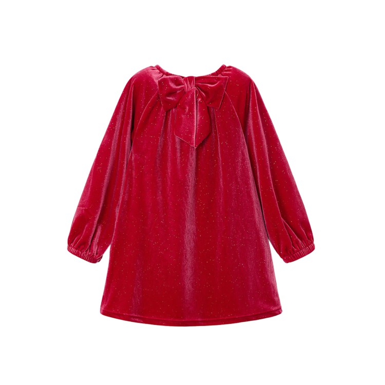 MAYORAL Abito rosso in velluto glitterato bambina