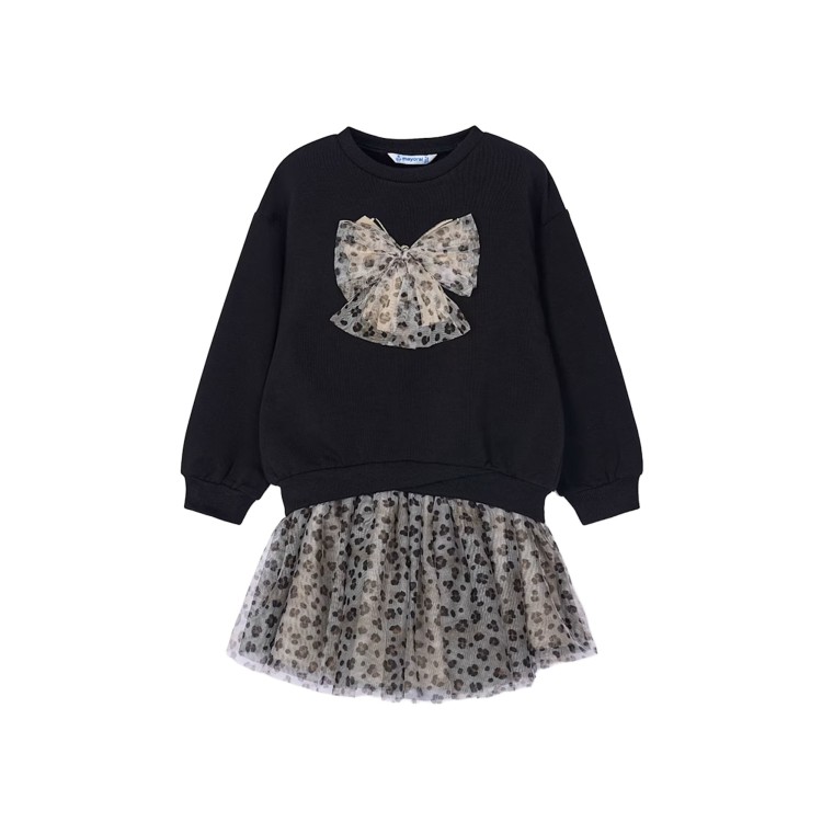 MAYORAL Completo nero con gonna in tulle bambina