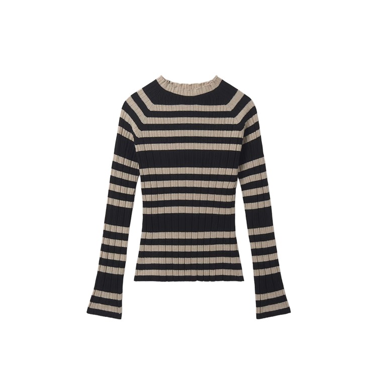 MAYORAL Lupetto nero e panna a righe a coste bambina