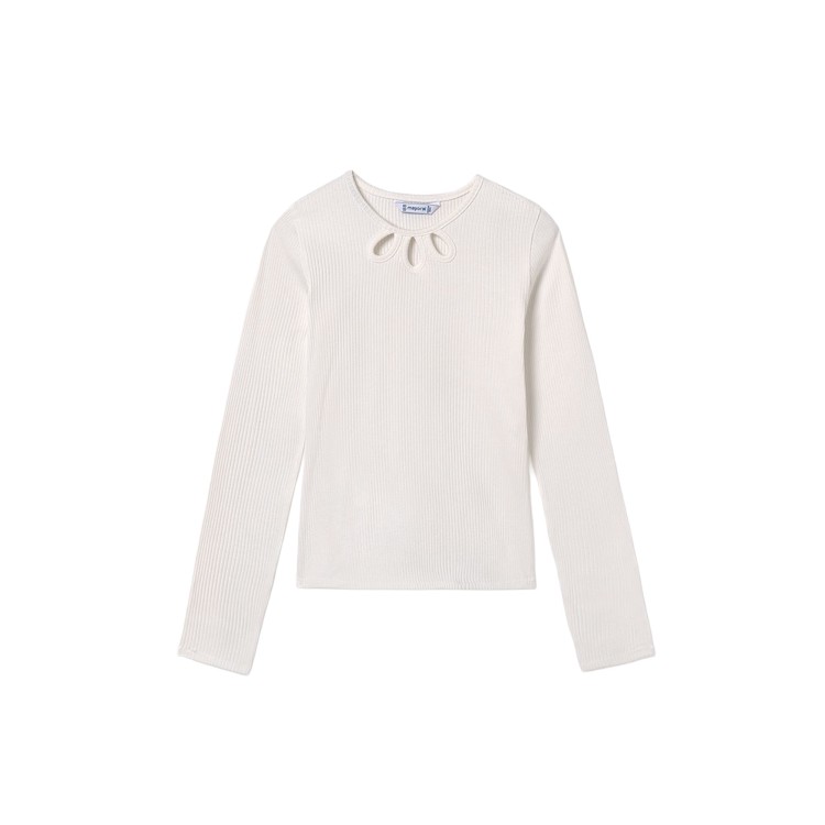 MAYORAL Maglia panna cut-out a costine bambina