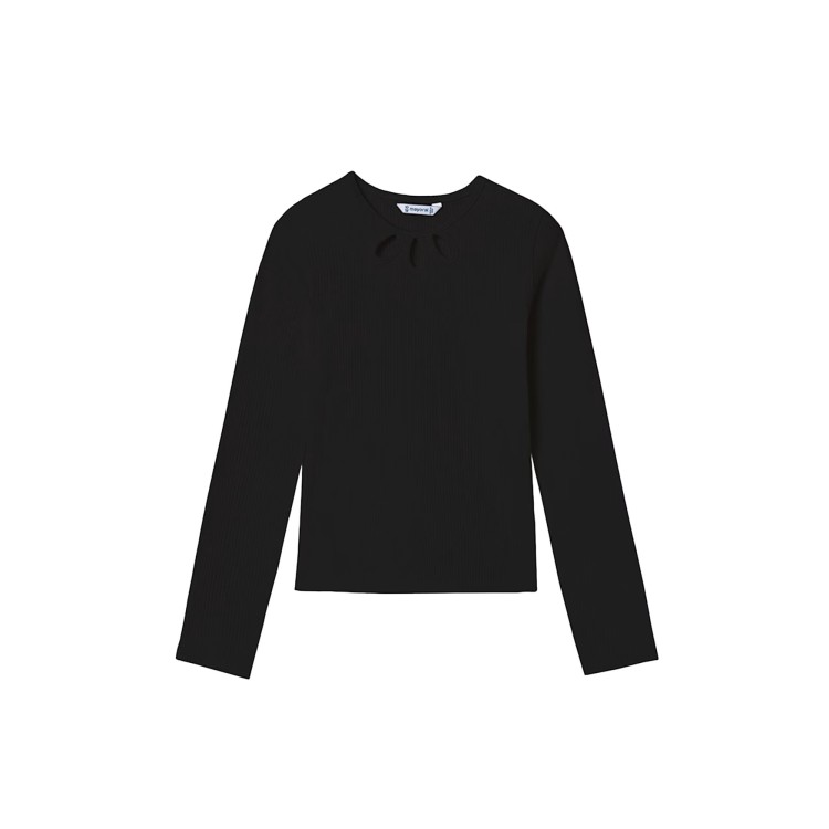 MAYORAL Maglia nera cut-out a costine bambina