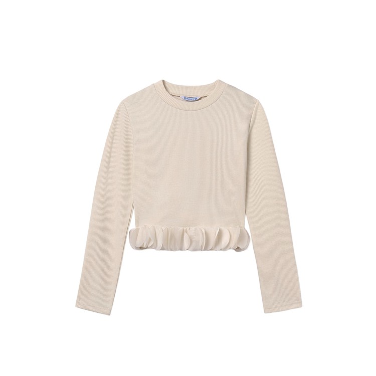 MAYORAL Maglia panna con orlo di petali bambina