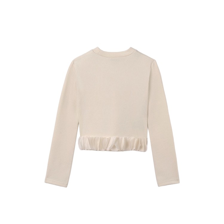 MAYORAL Maglia panna con orlo di petali bambina