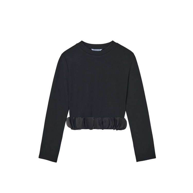 MAYORAL Maglia nera con orlo di petali bambina