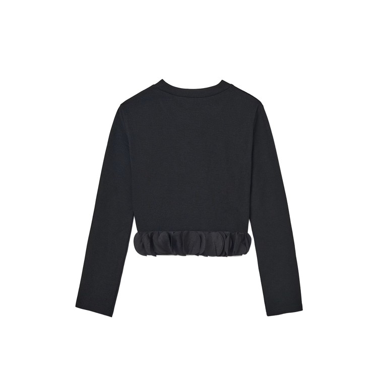 MAYORAL Maglia nera con orlo di petali bambina