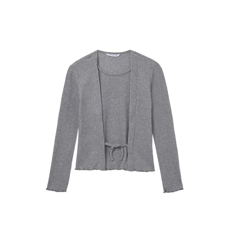MAYORAL Maglia grigia effetto cardigan bambina