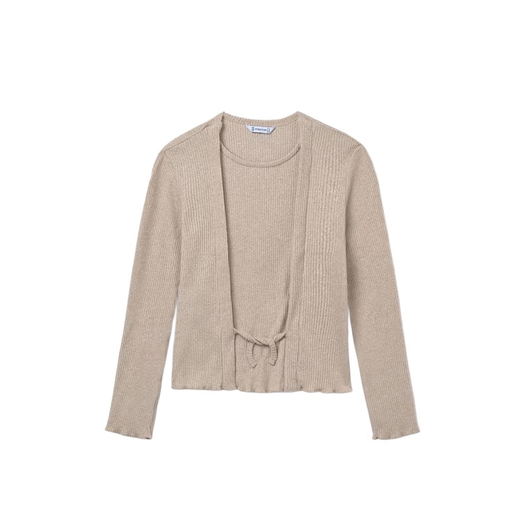MAYORAL Maglia sabbia effetto cardigan bambina