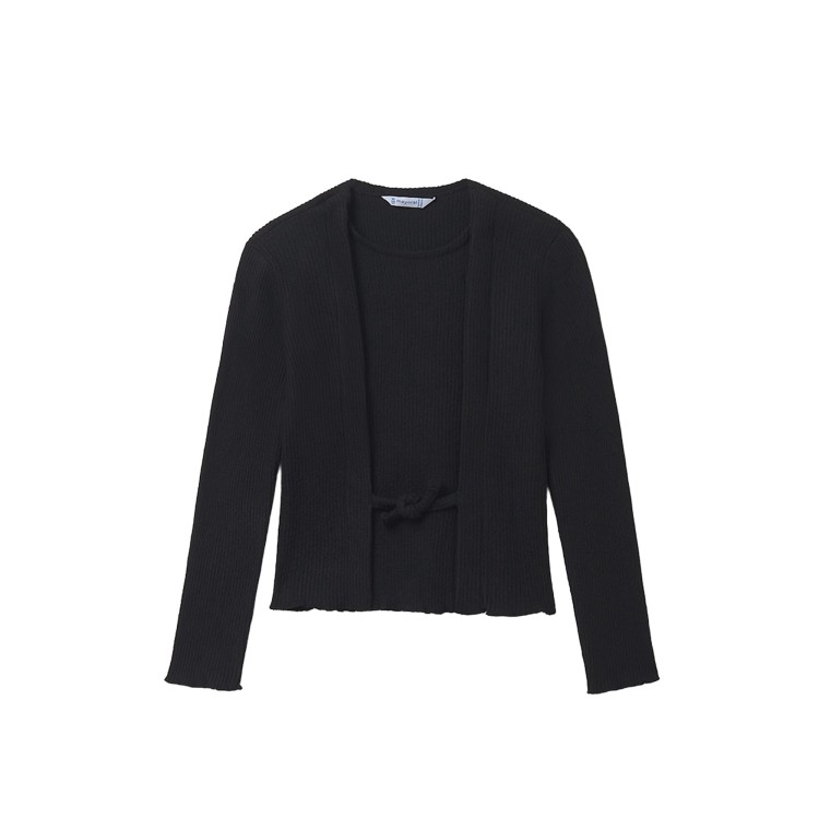 MAYORAL Maglia nera effetto cardigan bambina