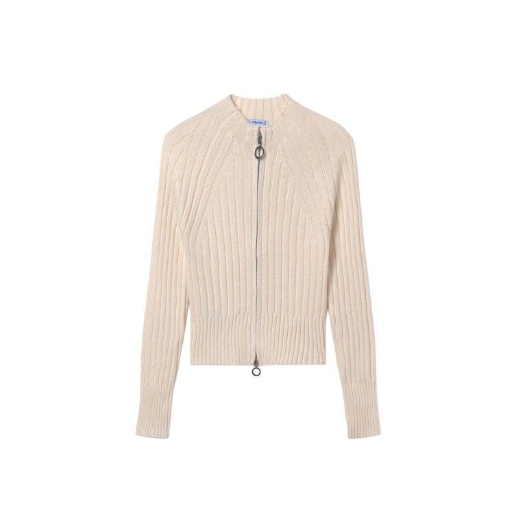 MAYORAL Felpa sabbia full-zip in maglia bambina