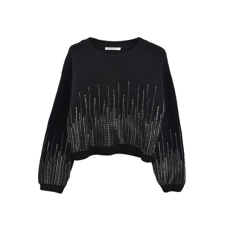 PATRIZIA PEPE Maglione nero dettagli strass bambina